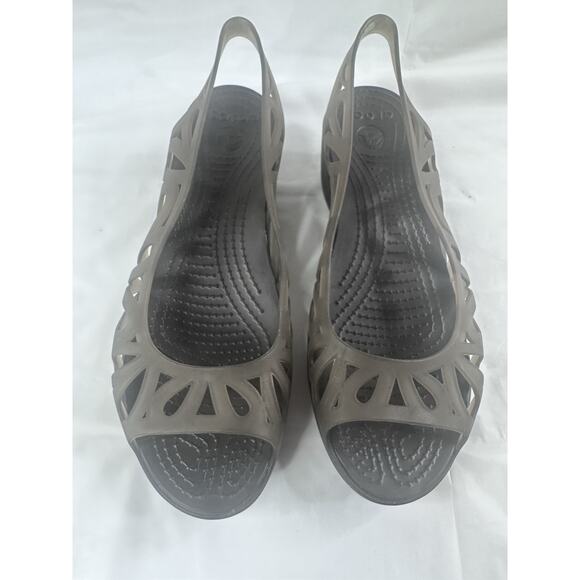 Crocs Adriana III Mini Wedge Sandals Brown Jelly Slip On Comfort Women's Size 9 - Picture 3 of 8